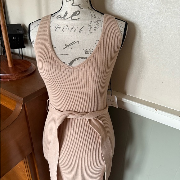 Forever 21 Tan Ribbed Sleeveless Bodycon Midi Dress - Picture 4 of 9